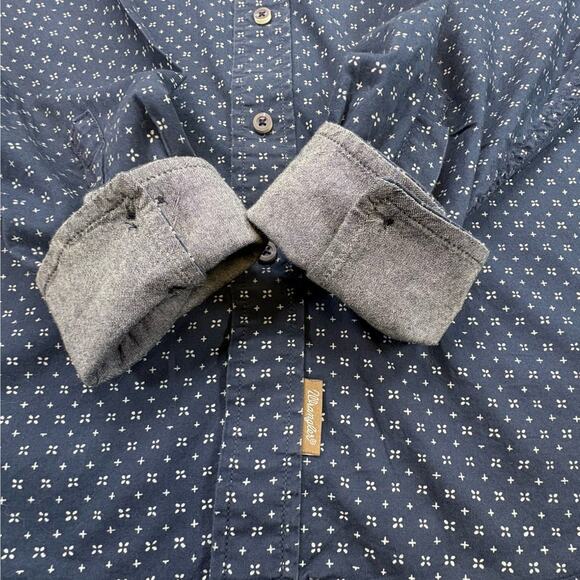 Wrangler Retro Premium Size XL Button Up Mens Shirt Navy Print Long Sleeve - Picture 4 of 10